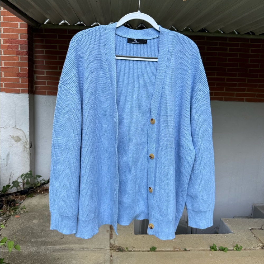Blue Button-Up Cardigan